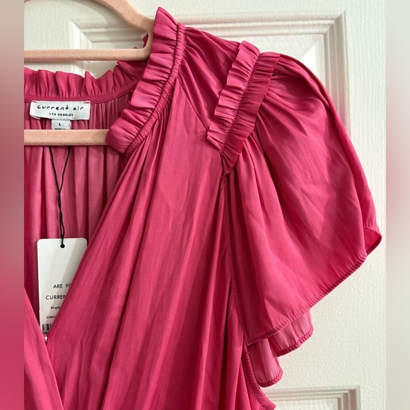 NWT Current Air Flutter Sleeve Mini Dress in Fuschia Pink Anthropologie Large - Picture 6 of 7